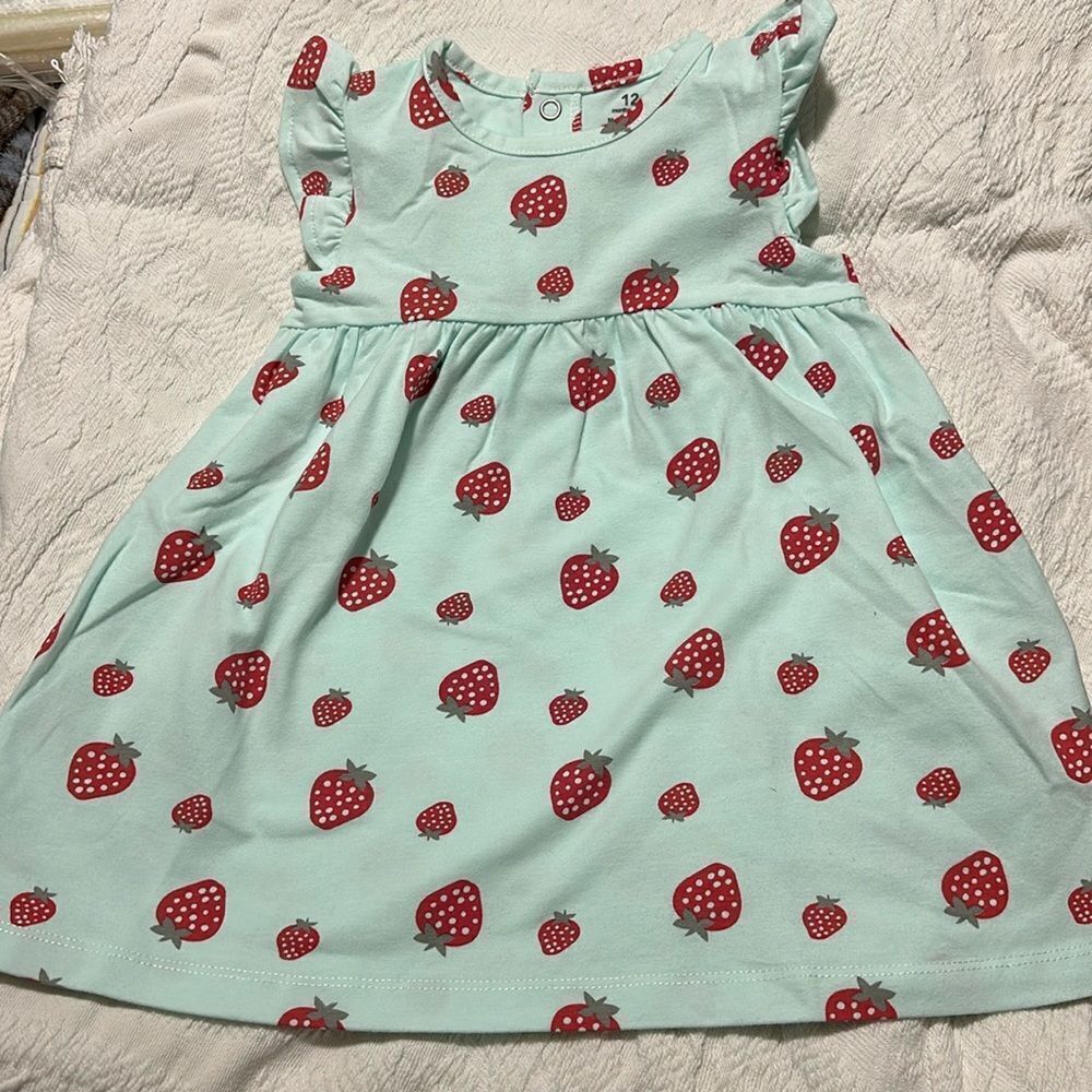 NEW Sweet Strawberry Sleeveless Cotton Flutter Sleeve Dress READ DESCRIPTION